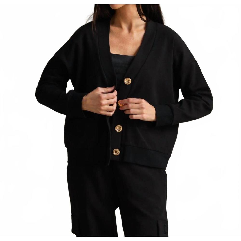 NEW CARE TUCKER court interlock cardigan in black